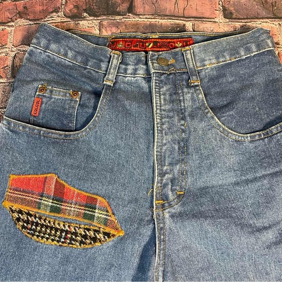 Vintage 80s Jou Jou High Waisted Jeans 9/10 Grunge Punk Plaid Patches Emo Goth - Picture 9 of 9